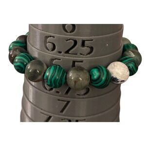 Handmade Natural Malachite Moss Agate and Sodalite Beaded Stretch Bracelet